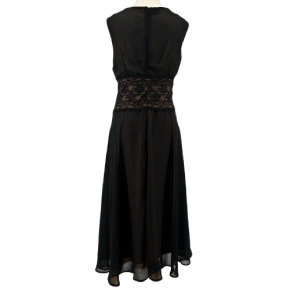 NEW VTG Y2K Connected Apparel Black and Tan Sheer Overlay Lace Waist Dress - Picture 6 of 10